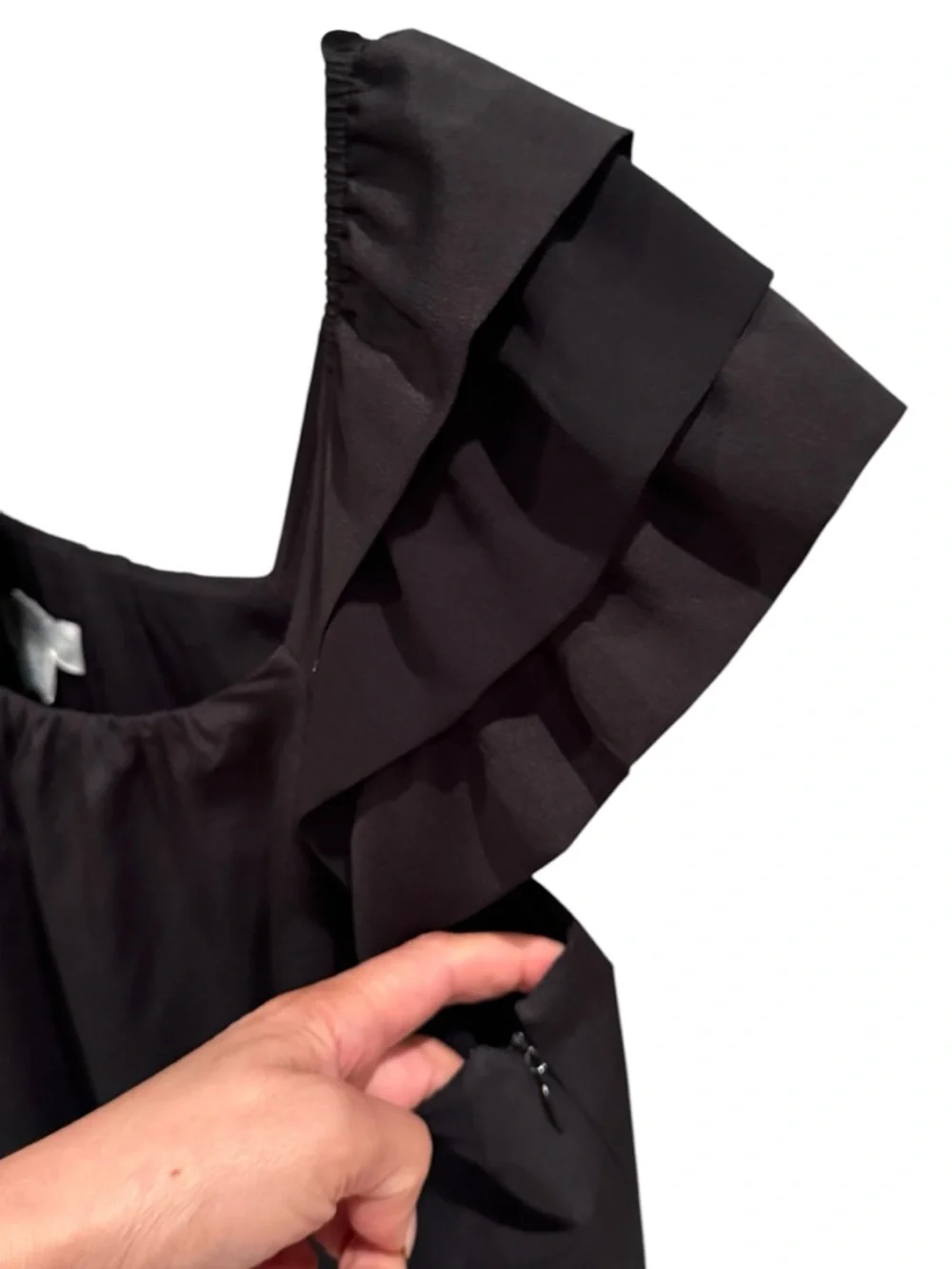 LOFT Black Ruffle-Sleeve Mini Dress - Picture 4 of 6